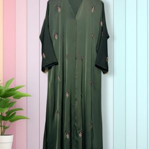 Dark Green Embroidered Borka – Elegant & Comfortable